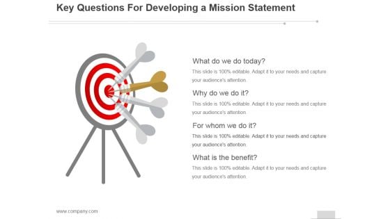 Key Questions For Developing A Mission Statement Ppt PowerPoint Presentation Gallery