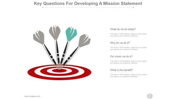 Key Questions For Developing A Mission Statement Ppt PowerPoint Presentation Slide Download