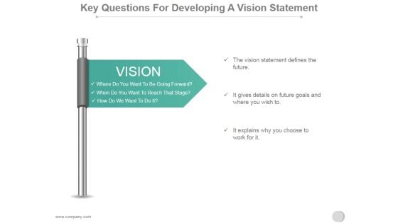 Key Questions For Developing A Vision Statement Ppt PowerPoint Presentation Deck