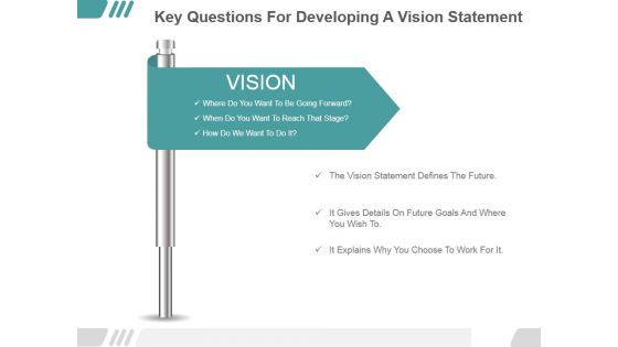 Key Questions For Developing A Vision Statement Ppt PowerPoint Presentation Picture