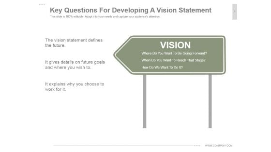 Key Questions For Developing A Vision Statement Ppt PowerPoint Presentation Tips