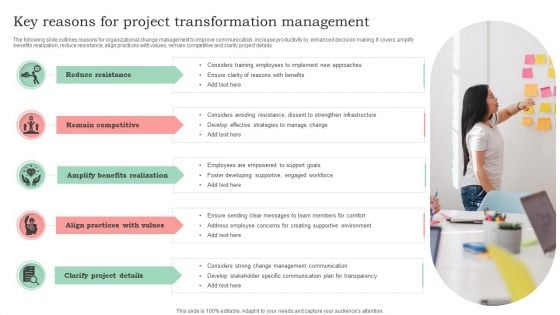 Key Reasons For Project Transformation Management Background PDF