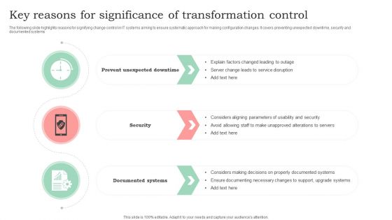 Key Reasons For Significance Of Transformation Control Icons PDF