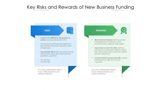 Key Risks And Rewards Of New Business Funding Ppt PowerPoint Presentation Show Slides PDF