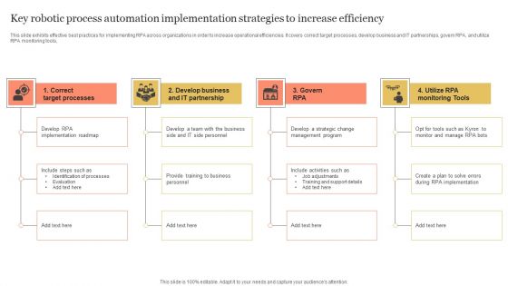 Key Robotic Process Automation Implementation Strategies To Increase Efficiency Slides PDF