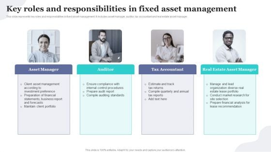 Key Roles And Responsibilities In Fixed Asset Management Implementing Fixed Asset Tracking Solution Template PDF Key Roles And Responsibilities In Fixed Asset Management Implementing Fixed Asset Tracking Solution Template PDF