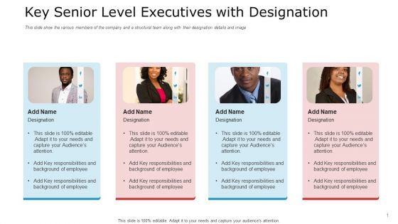 Key Senior Level Executives With Designation Slides PDF