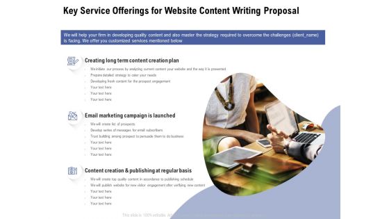 Key Service Offerings For Website Content Writing Proposal Ppt Infographics Show PDF