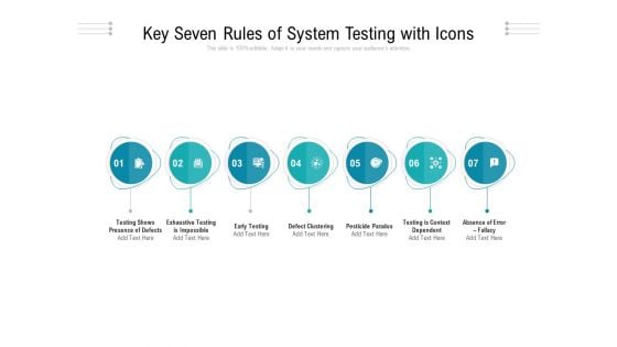 Key Seven Rules Of System Testing With Icons Ppt PowerPoint Presentation Portfolio Styles PDF Ppt PowerPoint Presentation File Layouts PDF