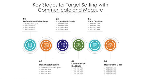 Key Stages For Target Setting With Communicate And Measure Ppt PowerPoint Presentation Gallery Inspiration PDF