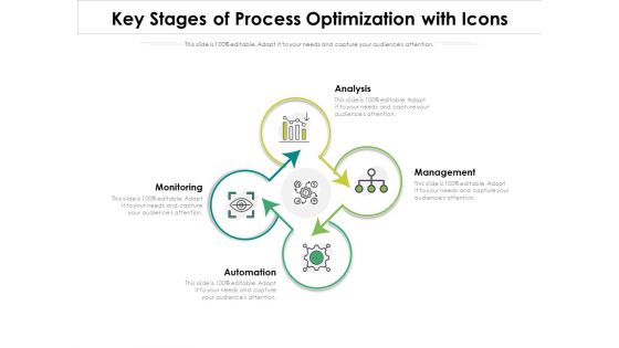 Key Stages Of Process Optimization With Icons Ppt PowerPoint Presentation Layouts Introduction PDF