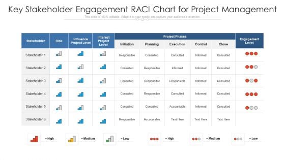 Key Stakeholder Engagement RACI Chart For Project Management Ppt Outline Clipart PDF