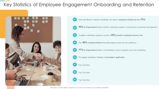 Key Statistics Of Employee Engagement Onboarding And Retention Elements PDF