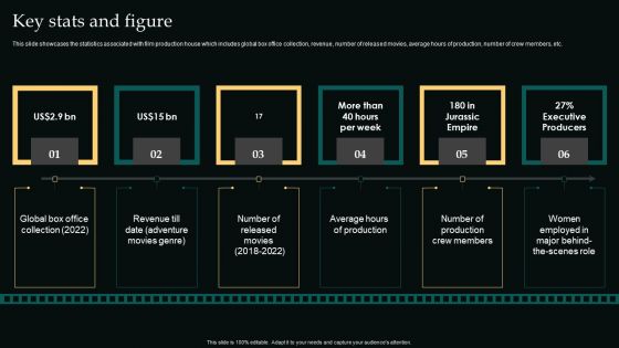 Key Stats And Figure Movie Editing Company Outline Ideas PDF