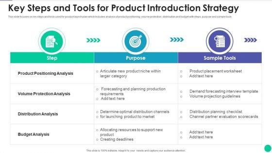 Key Steps And Tools For Product Introduction Strategy Information PDF