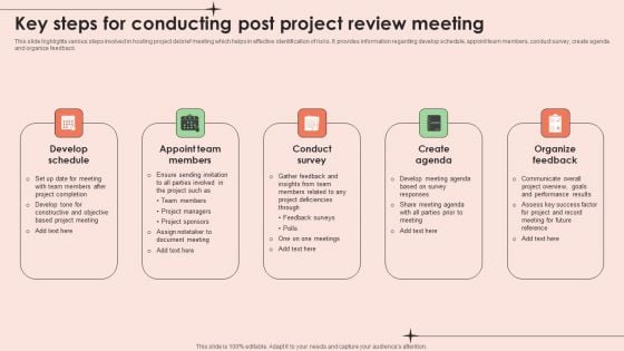 Key Steps For Conducting Post Project Review Meeting Guidelines PDF