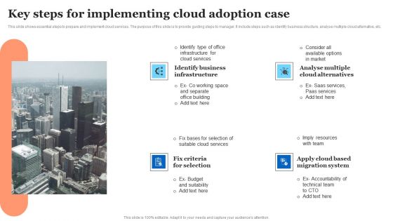 Key Steps For Implementing Cloud Adoption Case Designs PDF