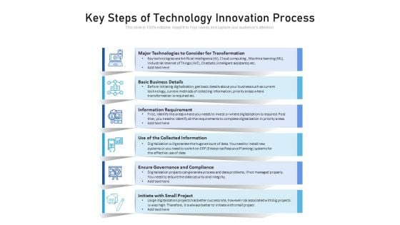 Key Steps Of Technology Innovation Process Ppt PowerPoint Presentation Ideas Mockup PDF