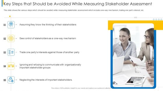 Key Steps That Should Be Avoided While Measuring Stakeholder Assessment Brochure PDF