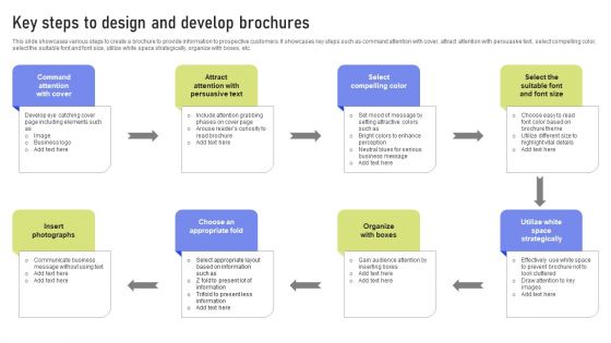 Key Steps To Design And Develop Brochures Ppt PowerPoint Presentation File Outline PDF