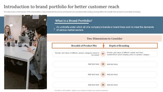Key Steps To Develop Brand Portfolio Introduction To Brand Portfolio For Better Customer Reach Summary PDF