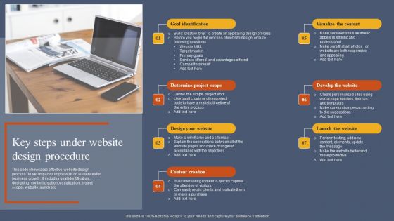 Key Steps Under Website Design Procedure Brochure PDF