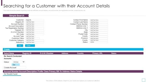 Key Strategies For Account Receivable Searching For A Customer With Their Account Details Slides PDF