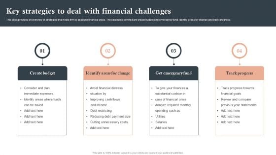 Key Strategies To Deal With Financial Challenges Ppt Infographic Template Rules PDF Key Strategies To Deal With Financial Challenges Ppt Infographic Template Rules PDF