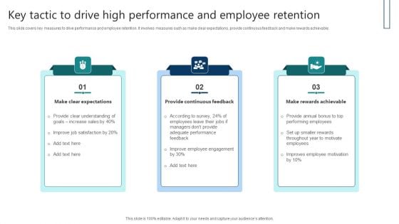 Key Tactic To Drive High Performance And Employee Retention Infographics PDF