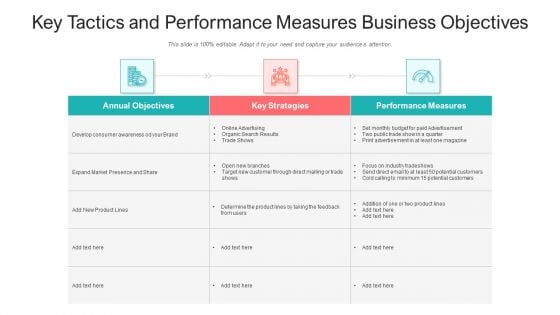 Key Tactics And Performance Measures Business Objectives Ppt Outline Backgrounds PDF