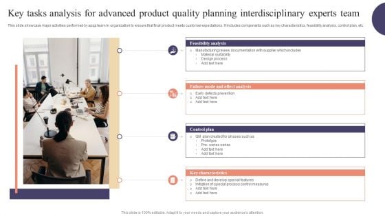 Key Tasks Analysis For Advanced Product Quality Planning Interdisciplinary Experts Team Clipart PDF