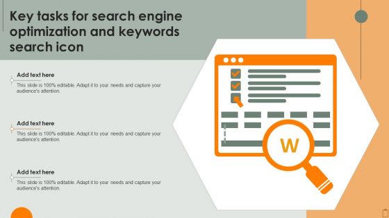 Key Tasks For Search Engine Optimization And Keywords Search Icon Graphics PDF