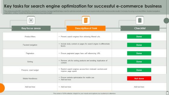 Key Tasks For Search Engine Optimization For Successful E Commerce Business Ideas PDF