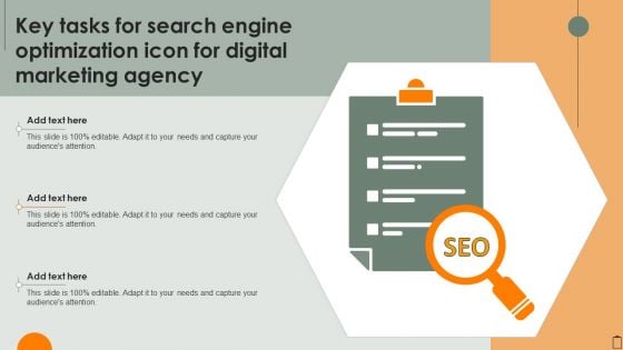 Key Tasks For Search Engine Optimization Icon For Digital Marketing Agency Pictures PDF