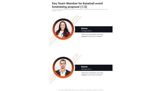 Key Team Member For Baseball Event Fundraising Proposal One Pager Sample Example Document Key Team Member For Baseball Event Fundraising Proposal One Pager Sample Example Document