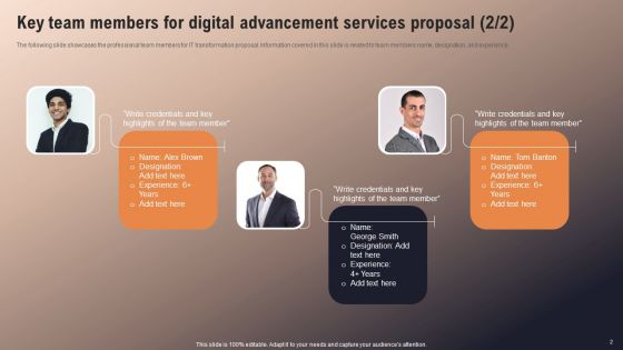 Key Team Members For Digital Advancement Services Proposal Download PDF