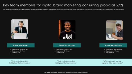 Key Team Members For Digital Brand Marketing Consulting Proposal Structure PDF