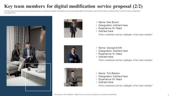 Key Team Members For Digital Modification Service Proposal Themes PDF
