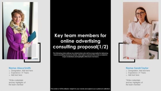 Key Team Members For Online Advertising Consulting Proposal Introduction PDF