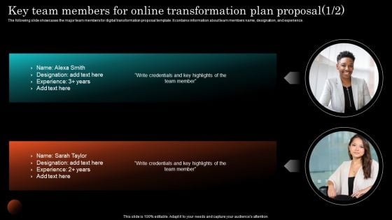 Key Team Members For Online Transformation Plan Proposal Formats PDF