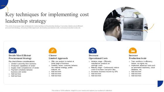 Key Techniques For Implementing Cost Leadership Strategy Strategic Management For Competitive Professional PDF Key Techniques For Implementing Cost Leadership Strategy Strategic Management For Competitive Professional PDF
