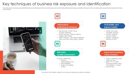 Key Techniques Of Business Risk Exposure And Identification Clipart PDF