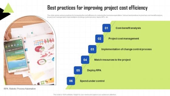 Key Techniques To Enhance Cost Efficiency Best Practices For Improving Project Cost Efficiency Slides PDF