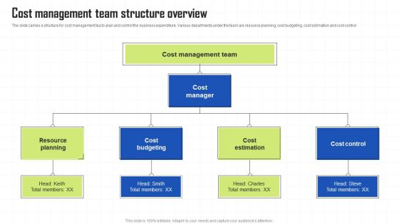 Key Techniques To Enhance Cost Efficiency Cost Management Team Structure Overview Icons PDF