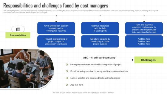 Key Techniques To Enhance Cost Efficiency Responsibilities And Challenges Faced By Cost Managers Summary PDF