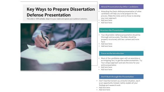 Key Ways To Prepare Dissertation Defense Presentation Ppt PowerPoint Presentation Styles Graphics Pictures PDF