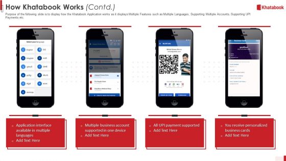 Khatabook Application Pitch Deck How Khatabook Works Contd Ppt Outline Display PDF Khatabook Application Pitch Deck How Khatabook Works Contd Ppt Outline Display PDF