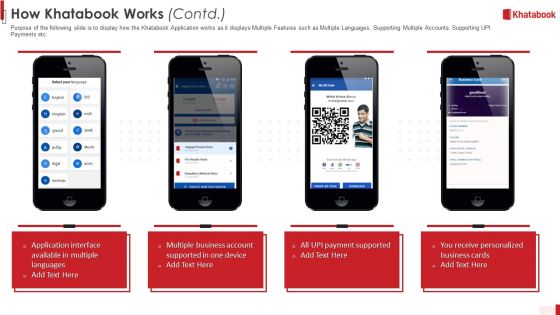 Khatabook Application Pitch Deck How Khatabook Works Contd Ppt Outline Display PDF