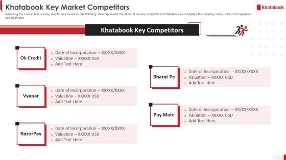 Khatabook Application Pitch Deck Khatabook Key Market Competitors Ppt Layouts Pictures PDF