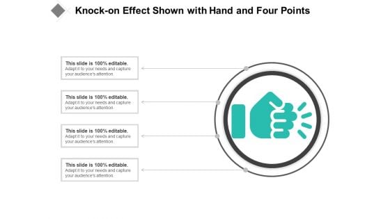 Knock On Effect Shown With Hand And Four Points Ppt PowerPoint Presentation Gallery Summary PDF